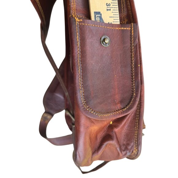 KENAR Leather Backpack Laptop Travel Book Bag Brown Vintage Style - Picture 9 of 9